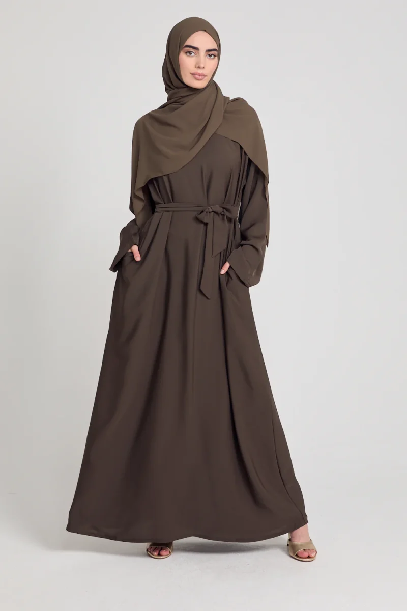 Abaya With Pockets - Olive Brown